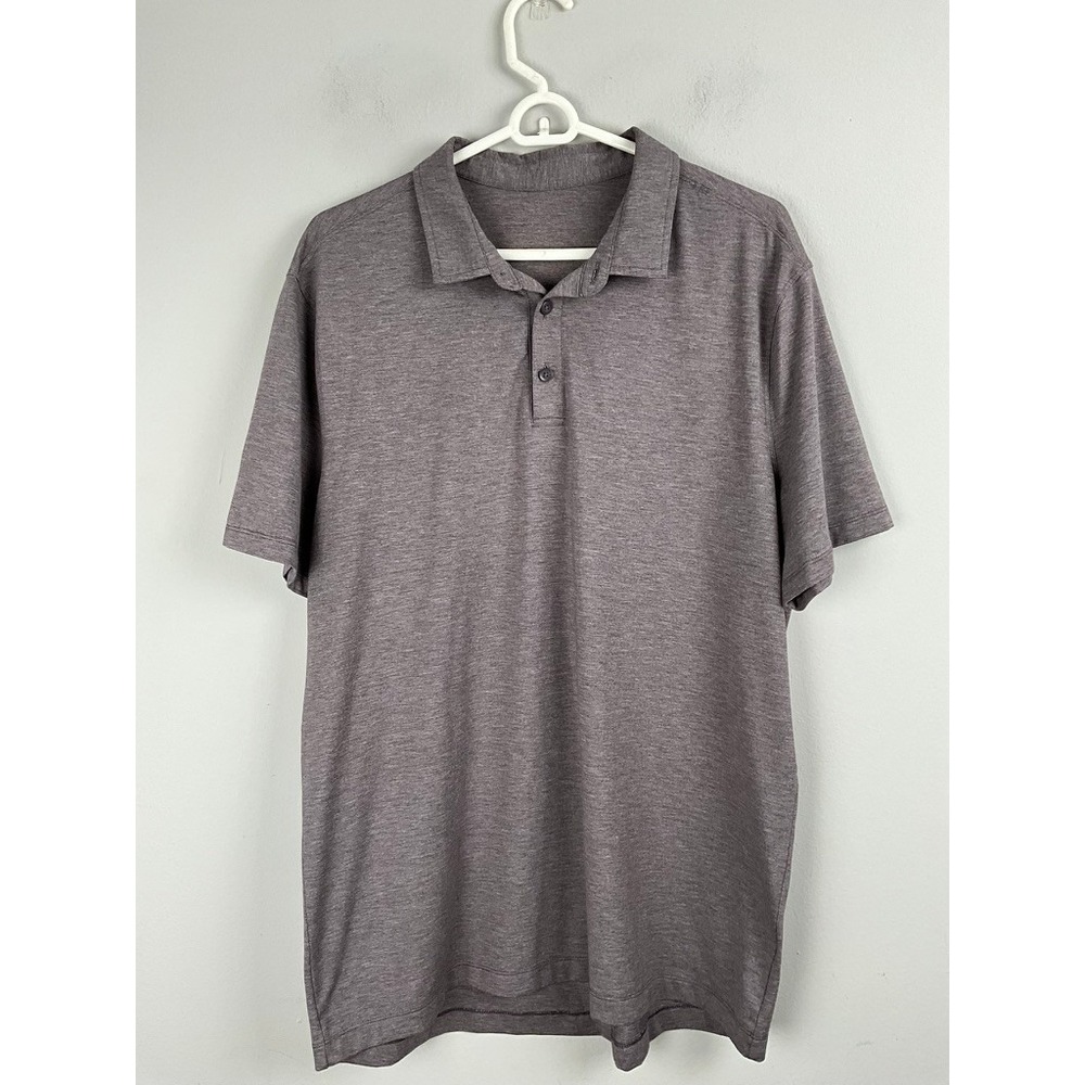 lululemon Performance Polo Men's Large (est.) Heather Purple Gray‎